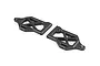 Two black plastic Rovan front lower suspension arms for an RC car, shown from a top-down perspective against a white background.