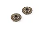 Two Rovan metal 16T differential bevel gears for RC cars, shown from a top-down angle on a white background.