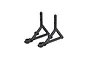 Two black plastic rear body mounts for an RC vehicle, shown from a side angle against a white background.