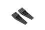 Two black plastic Rovan body shell fixing mounts shown from an angled top-down perspective against a white background.