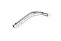 A silver-coloured, L-shaped metal rear bumper brace for an RC car, featuring two pre-drilled mounting holes.