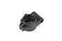 A black plastic RC car rear hub carrier spare part on a white background.