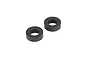 Two small, black, cylindrical gear spacers shown against a plain white background.