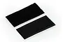 Two rectangular strips of black adhesive-backed hook and loop fastener tape on a white background.