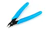 Delta medium duty sprue cutters with bright blue plastic handles and black metal cutting jaws on a white background.