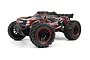 BlackZon Spryte ST 1/20 scale RC stadium truck in red and black livery, featuring off-road tires and a rear spoiler, isolated on a white background.