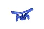 A blue anodized aluminium rear shock tower for an RC vehicle, featuring the GPM Racing logo.