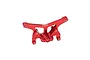 A red anodized aluminium rear shock tower for an RC car, featuring the GPM Racing logo, isolated on a white background.