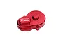 A red anodized aluminium main gear cover for RC cars by GPM Racing, featuring the GPM Racing logo engraved on the surface.