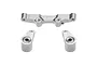 A silver GPM Racing aluminium steering bell crank and drag link assembly for RC cars, featuring a central link and two side arms with pre-installed bearings.