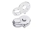 A silver GPM Racing aluminium motor mount and gear cover set for RC vehicles, shown from two different angles against a white background.