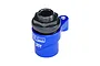 A blue anodized aluminium 25T servo horn with a black threaded servo saver collar, featuring GPM Racing branding.
