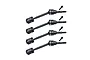 Four black GPM Racing carbon steel CVD driveshafts with matching grub screws arranged on a white background.