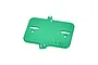 A green anodized aluminium electronics mounting plate by GPM Racing, featuring mounting slots and holes, isolated on a white background.