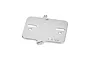 A silver GPM Racing aluminium electronics mounting plate for RC cars, featuring mounting slots and holes.