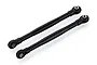 Two black plastic RC car suspension linkages with metal pivot balls at each end, shown against a white background.