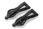 Two black plastic front lower suspension arms for Xinlehong RC vehicles, shown from an angled top-down perspective on a white background.