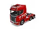 A high-detail 1/14 scale red Kabolite Scania 770S RC semi-truck model shown from a high-angle perspective against a white background.