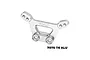 A silver GPM Racing aluminium front shock tower for RC cars, featuring a machined 7075-T6 alloy construction.
