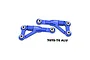 Two blue GPM Racing aluminium front upper suspension arms for RC vehicles, featuring 7075-T6 alloy construction.