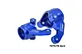 Two blue anodized aluminium steering hubs for RC cars, marked L and R, with GPM Racing branding and 7075-T6 ALU text.