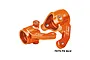 A pair of bright orange GPM Racing aluminium steering hubs for RC cars, marked with L and R for left and right sides.