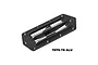 A black GPM Racing aluminium intake grate for RC boats, featuring a sleek, angular design with mounting holes and silver-toned internal bars.