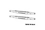 Two silver GPM Racing aluminium rear lower trailing arms for RC cars, featuring a machined design with multiple mounting holes.