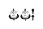 Two silver GPM Racing aluminium differential housings with black ring gears and two separate black pinion gears on a white background.
