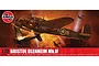 Airfix 1/72 scale Bristol Blenheim Mk.IF model kit box art featuring a dramatic aerial combat scene over a burning city.