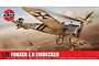 Airfix 1/72 scale Fokker E.II Eindecker model kit box art showing a German fighter plane in flight during a dogfight.