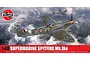 Airfix 1/48 scale Supermarine Spitfire Mk.IXe model kit box art showing Spitfires flying over snowy mountains.