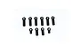 A set of ten black RC rod ends with silver metal ball inserts arranged on a white background.