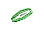 Two green anodized aluminium GPM Racing nerf bars with a set of eight small black mounting screws on a white background.