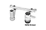 A silver GPM aluminium steering bellcrank set for RC cars, featuring machined metal components, bearings, and a black adjustment nut on a white background.