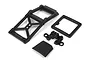 Black plastic body parts set for BlackZon 1/20 Spryte MT, including a roll cage frame, square window frame, and small panel.