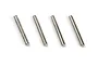 Four identical silver-coloured metal steering posts or pins arranged in a row against a white background.