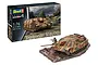 Revell 1/76 scale Jagdpanzer IV (L/70) plastic model kit box and a fully assembled, painted model tank on a diorama base.