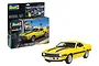 Revell 1/25 scale 1970 Shelby Mustang GT500 model car kit, featuring the product packaging and a fully assembled yellow model car.
