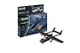 Revell 1/48 scale Cessna O-2A Skymaster plastic model kit box and a fully assembled black model aircraft on a white background.