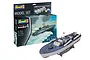 Revell 1/72 scale Patrol Torpedo Boat PT-160 model kit box and a fully assembled, painted model on a display stand.