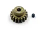 Yeah Racing 17T 0.8Mod pinion gear with a hard-coated aluminium finish and a separate grub screw on a white background.