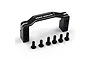 A black aluminium Yeah Racing servo mount with six matching black screws on a white background.