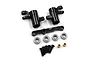 Yeah Racing black aluminium steering bell crank and drag link assembly set with bearings, screws, and bushings on a white background.