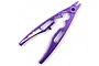 A pair of purple anodized aluminium multi-function shock pliers by Yeah Racing on a white background.