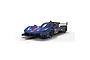 A 1/32 scale Scalextric Cadillac V-Series R slot car, featuring a blue and black livery with the number 2, displayed on a white background.