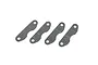 Four grey, flat, elongated brake lining pads with two mounting holes each, arranged diagonally on a white background.