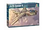 Italeri 1/48 scale A-7E Corsair II plastic model aircraft kit box showing an illustration of the jet in flight against a cloudy sky.