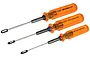 A set of three MIP G2 ball hex drivers with orange translucent handles and metal shafts, labeled 2.0mm, 2.5mm, and 3.0mm.