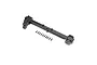 A black plastic Losi top deck chassis component shown with a set of small metal screws on a white background.